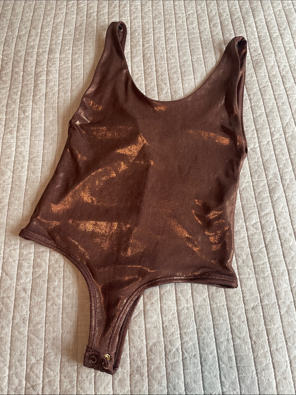 Shimmer Brown Scoop Neck Bodysuit